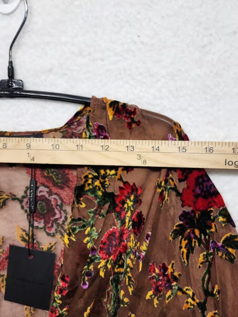 Do Everything in Love Floral Burnout Velvet Kimono Wrap Brown OS NWT - Picture 3 of 3